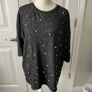 Chelsea & Theodore pearl-embellished top